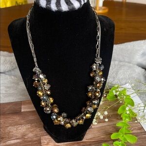Chic Crystal Beaded Necklace in Gold and Silver